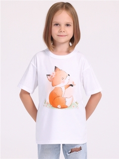 Футболка детская Апрель 1ДДФК4327001, белый Лисичка на полянке, размер 98