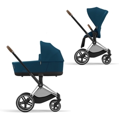 Cybex Priam IV Коляска 2 в 1, шасси IV Chrome ручка Brown/текстиль Mountain Blue