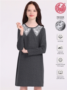 Платье детское Апрель 1ДПД4381258н, гусиная лапка серый Острый воротничок, размер 146