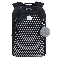 Рюкзак Grizzly школьный для девочки RD-344-1 2 черный - серый