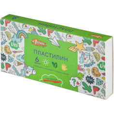 Пластилин №1 School Отличник набор 6цв 120г со стеком, (4шт.)