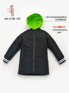 Куртка детская Orso Bianco Блек, черный, зеленый-неон, 158
