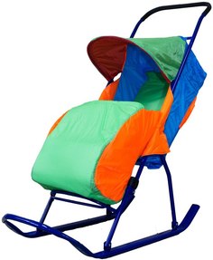 Санки-коляска Nika Малышок 1 зеленый/голубой/оранжевый M4