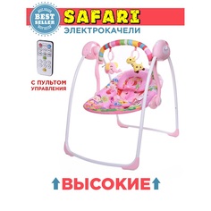Электрокачели Babycare SAFARI с адаптером, Розовые джунгли (Pink Jungle)