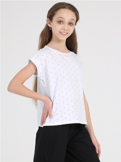 Футболка детская Апрель 1ДДФК4108804, темно-синий горох 2 на белом, 128