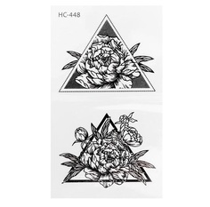 Татуировка на тело чёрная Цветы в треугольниках 10,5х6 см 6302333 No Brand