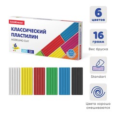 Пластилин 6 цветов, 96 г, ErichKrause Basic, в картонной упаковке No Brand