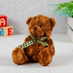 Мягкая игрушка Медведь завиток, бант, клетка, цвета МИКС No Brand