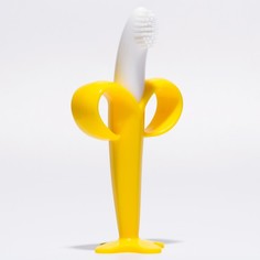 Детская зубная щетка, прорезыватель - массажер Банан, на присоске, с ограничителем, силико No Brand
