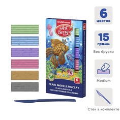 Пластилин 6 цветов, 90 г, ErichKrause ArtBerry Pearl, перламутровый, с алоэ вера, со стеко