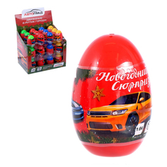 Металлическая машинка в яйце Новогодний сюрприз, цвета МИКС No Brand