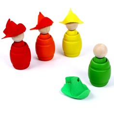 WoodLand Toys Сортер «Ребята в шляпках», 4 цвета