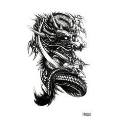 Татуировка на тело чёрная Чёрный дракон 10,5х6 см 5084759 No Brand