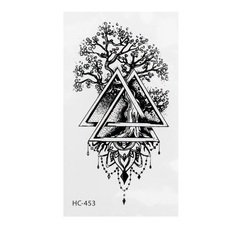 Татуировка на тело чёрная Дерево и треугольники 10,5х6 см 6302334 No Brand