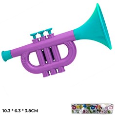 Труба, детский музыкальный инструмент, содержит звуковые элементы, в пакете No Brand