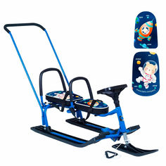 Снегокат 505 высокий SNOWKAT TWINS BABY PUSH для двоих, с 2 склад спинками, толкатель Bars