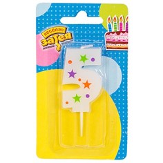 Свеча-цифра "5" Звезды 5см 1502-4229 Веселая Затея