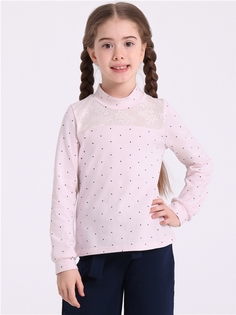 Водолазка детская Апрель 1ДДВД2643804н, темно-синий горох+букеты нежно-розовый, 146
