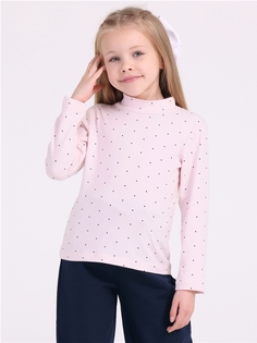 Водолазка детская Апрель 1ДДВД851804н, темно-синий горох 2 на светло-розовом, 146