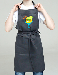 Фартук подростковый IRINA EGOROVA с вышивкой Лимон/Буль цвет антроцит