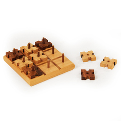 Игра дерево "Крестики-нолики" (цветные фигурки) 15,5х15,5х4,5см Sima-Land