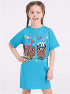 Платье детское Апрель 1ДПК4283001, яркая бирюза55 Две совы в сердечках, 116