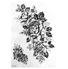 Татуировка на тело чёрная Розы с тенями 21х15 см 7040508 No Brand