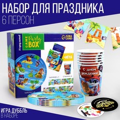 Набор бумажной посуды Сокровище пиратов 6 тарелок, 6 стаканов Страна Карнавалия