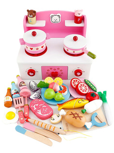 Игровой набор Детская кухня (розовый, деревянный, 31 предмет, 31x25x19,5 см) Star Friend