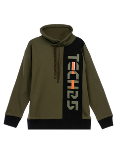 Толстовка детская PlayToday 32111016, темно-зеленый, черный, оранжевый, р. 140