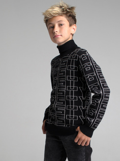 Свитер детский PlayToday 32211316, черный, белый, светло-зеленый, р. 140