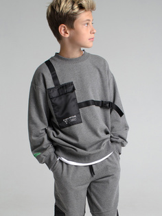 Свитшот детский PlayToday 32211308, серый, черный, р. 176