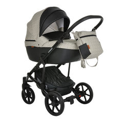 Коляска 2 в 1 Pituso Confort Plus гелевые колеса GUCCI Beige/Кожа Black