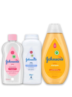 Набор Johnsons Детский шампунь для волос без слез 500мл + присыпка 200гр + масло 300мл Johnson`S Baby