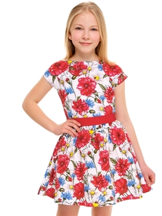 Платье детское Апрель 1ДПК2111001н, маки и васильки, красный91, 116