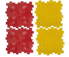 Коврик массажный детский, арт. У968, 4 модуля (24,5*24,5*1,4см), красный, желтый СТРОМ
