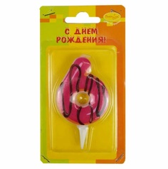Свеча "Цифра Пончик 6" (Цв: Разноцветный ) Патибум