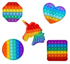 игрушки-антистресс pop it мультиколор (5 разных фигур) No Brand