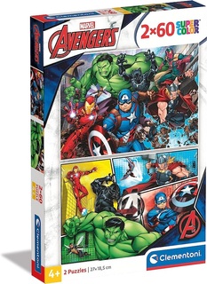 Пазл Clementoni 2X60 Marvel The Avengers. Супергерои Мстители, арт.21605