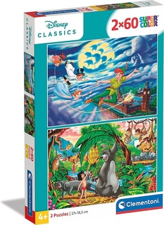 Пазл Clementoni 2X60 Disney. Питер Пен. Книга Джунглей, арт.21613