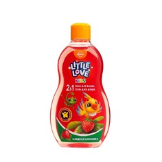 Детская пена для ванн + гель для душа 2 в 1 Little love сладкая клубника, 400 мл