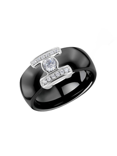 Кольцо из серебра и керамики р.17,5 VALTERA 063368, фианит