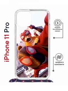Чехол на iPhone 11 Pro MagSafe с принтом Kruche Print Человек паук с магнитом, со шнурком КruЧЕ