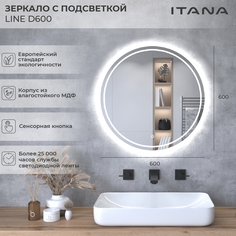 Зеркало с подсветкой Итана Line D60, 600х32х600