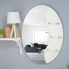 Зеркало, настенное, с пескоструйной графикой, с полочками, 60?80 см No Brand