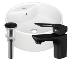 Раковина накладная со смесителем (круглая BAU D40+смеситель Cerama Black, выпуск) Bauedge