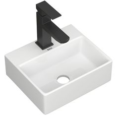 Раковина накладная со смесителем (прямоугольная BAU Cerama Mini, смеситель Hotel Black) Bauedge