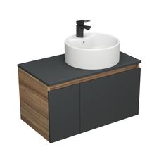 Комплект для ванной,3 предмета(тумба Bau Dream Blackwood 80 графит+раковина BAU,смеситель) Bauedge