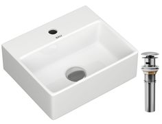 Раковина прямоугольная BAU Cerama Mini 33х28, с отверстием под смеситель, белая + выпуск Bauedge