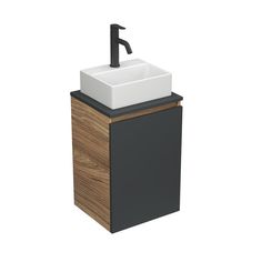 Комплект для ванной,3 предмета Bau(Тумба Bau Blackwood 40, графит+раковина BAU, смеситель) Bauedge